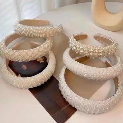 Barroco Vintage Pérola Contas de Vidro Laço Tiara Faixas de Cabelo da Moda Acessórios de Cabelo