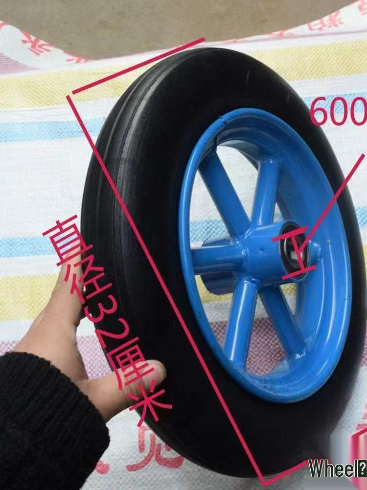 14-Inch Heavy-Duty Solid Tiger Wheel: Puncture-Proof Handcart Rubber Wheel with Axle