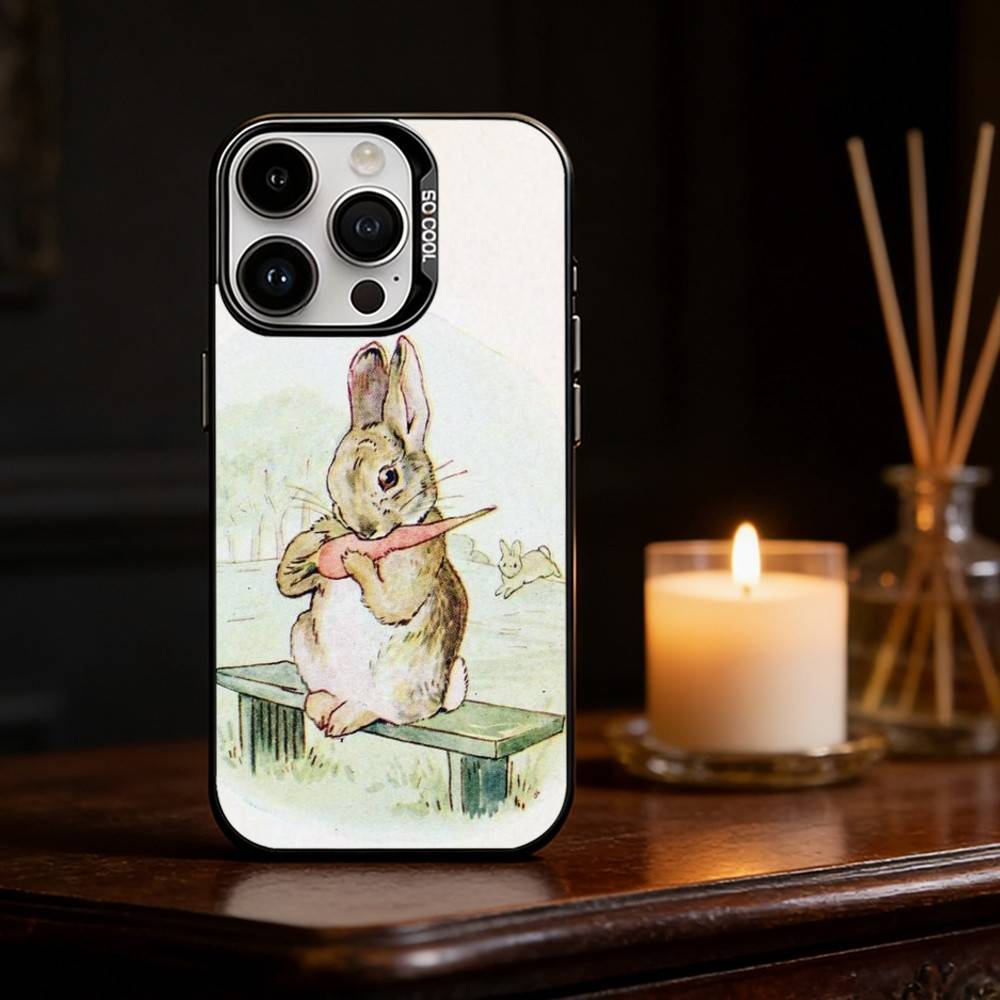 Cute P-Peter Rabbit Phone Case For iPhone 17,16,15,14,13,12,11,Pro Max,Plus Candy Silver Cover