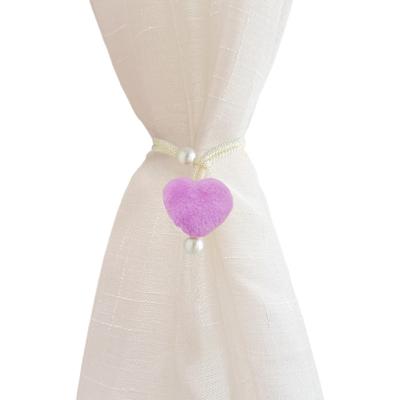 2PCS Drapery Cords Heart-shaped Curtain Tiebacks with Beads Curtain Tie Romantic Window Curtain Holders Mosquito Nets