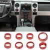 8pcs AC Audio/Release Mirror Switch Trim 4WD Knob Ring for Ford F150 2013-14 Red