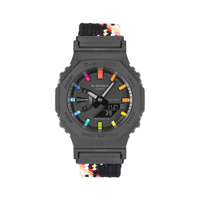 CASIO Custom Collection Electronic Movement Unisex Black Dial GA-2100-1A1(Team788--) Black Rainbow