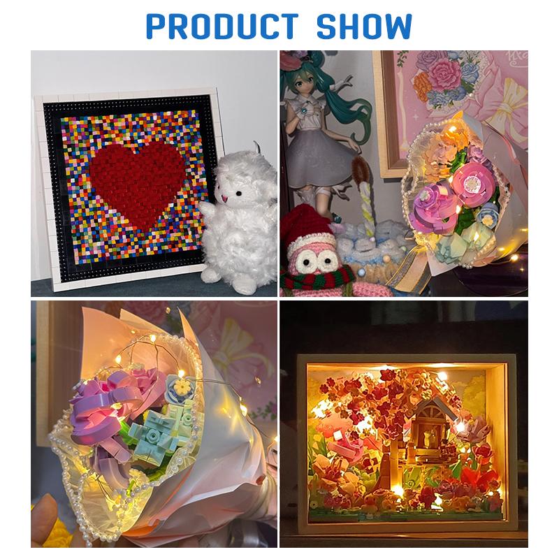 DIY Building Block Toy Flower Bouquet Flower View Box for Your Daughter's Toy Table Top Decoration