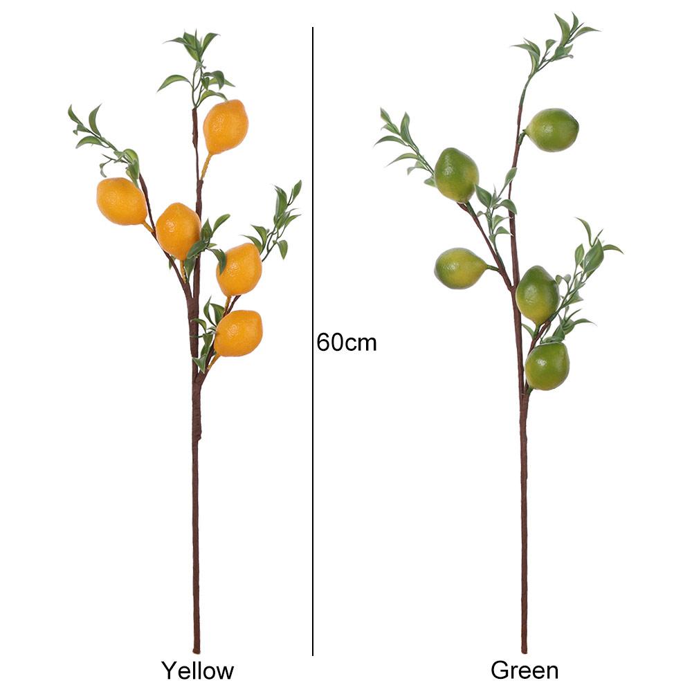 Plastic Artificial Lemon Branch Green Plants Realistic Simulation Lemon Fruit Tree DIY European Style Fake Plants