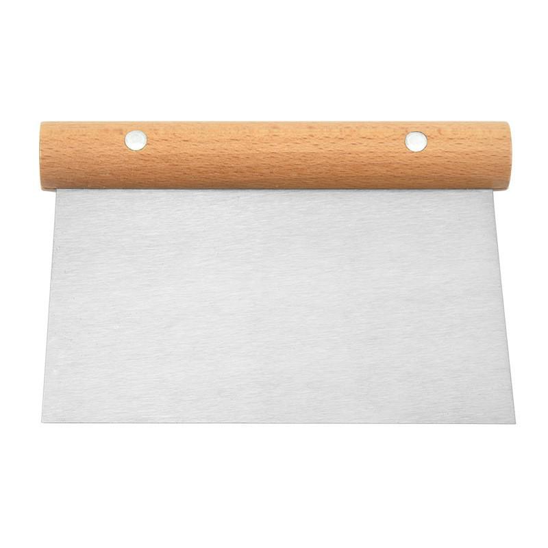 Multifunctional Stainless Steel Dough & Cream Scraper with Wooden Handle