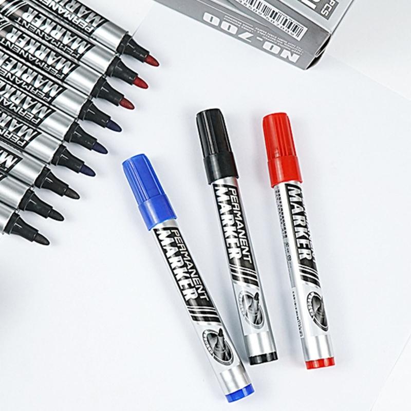 12Pcs Heavy Duty Oil Based Markers Water Resistant Permanent Marker 0.7mm Tip For Industrial Packaging Disc Labeling