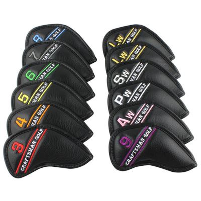 CRAFTSMAN Golf Iron Wedge Headcovers with Colorful Set Synthetic Black Covers with Brand Covers, Covers, Numbers, 12-Piece (3-9, Pw, Aw, Sw, Lw2),