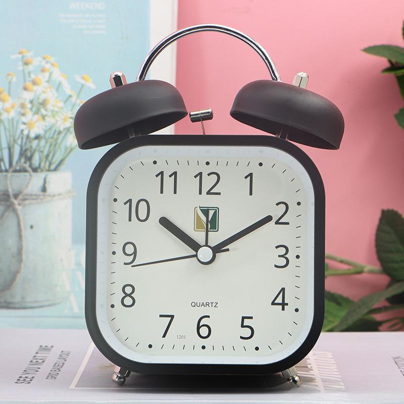 Students Use Alarm Clock To Creative Personalized Bedroom Metal Silent Children's Bedside Luminous Bell Ringing Clock Simple Nordic Style