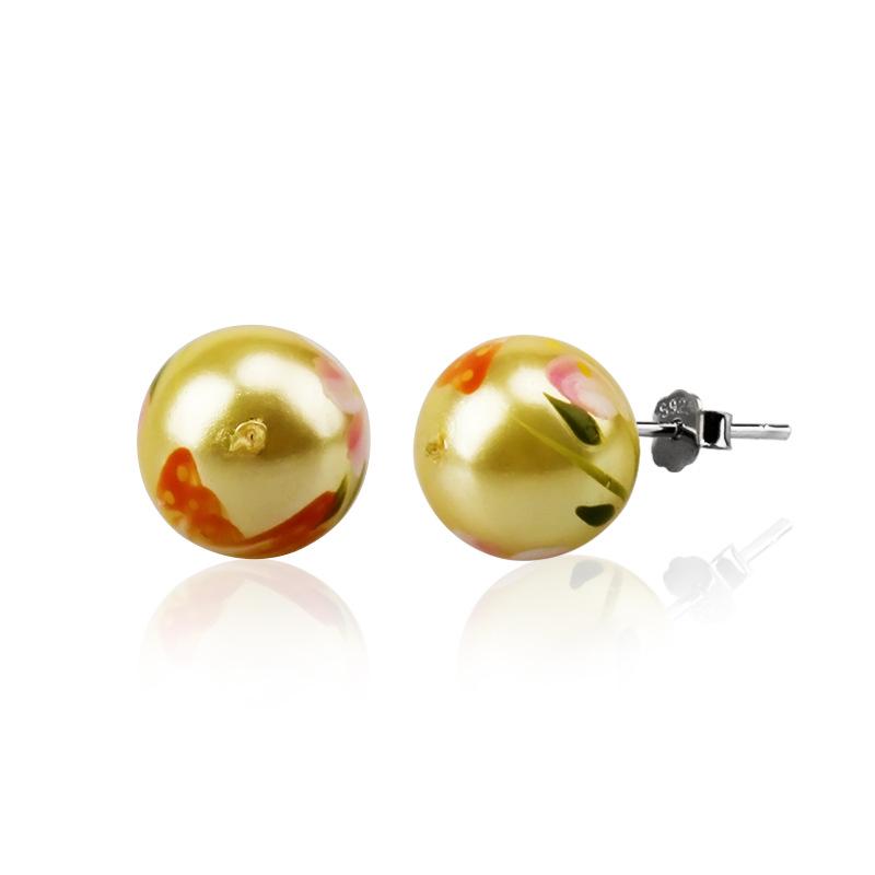 Jade Angel 925 Sterling Silver Aventurine Stud Earrings for Women - 6MM Round Bead Fashion Earrings