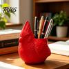 Carino Accessorio da Scrivania Uccellino Rosso Stampato in 3D Portapenne, Portapenne Animale Ecologico Portariviste, Organizer per Matite, Pennelli da Trucco,