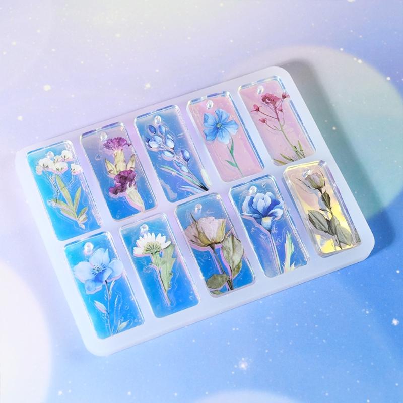 Multifuntional Jewelry Silicone Molds Pendant Moulds Silicone Texture for Resin Rectangular Earrings and Pendants