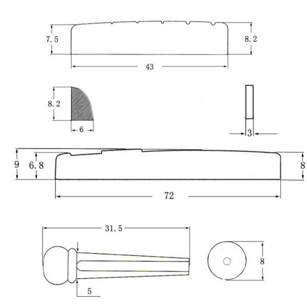 Satz Gitarrenstegstifte Sattelmutter für Akustikzubehör