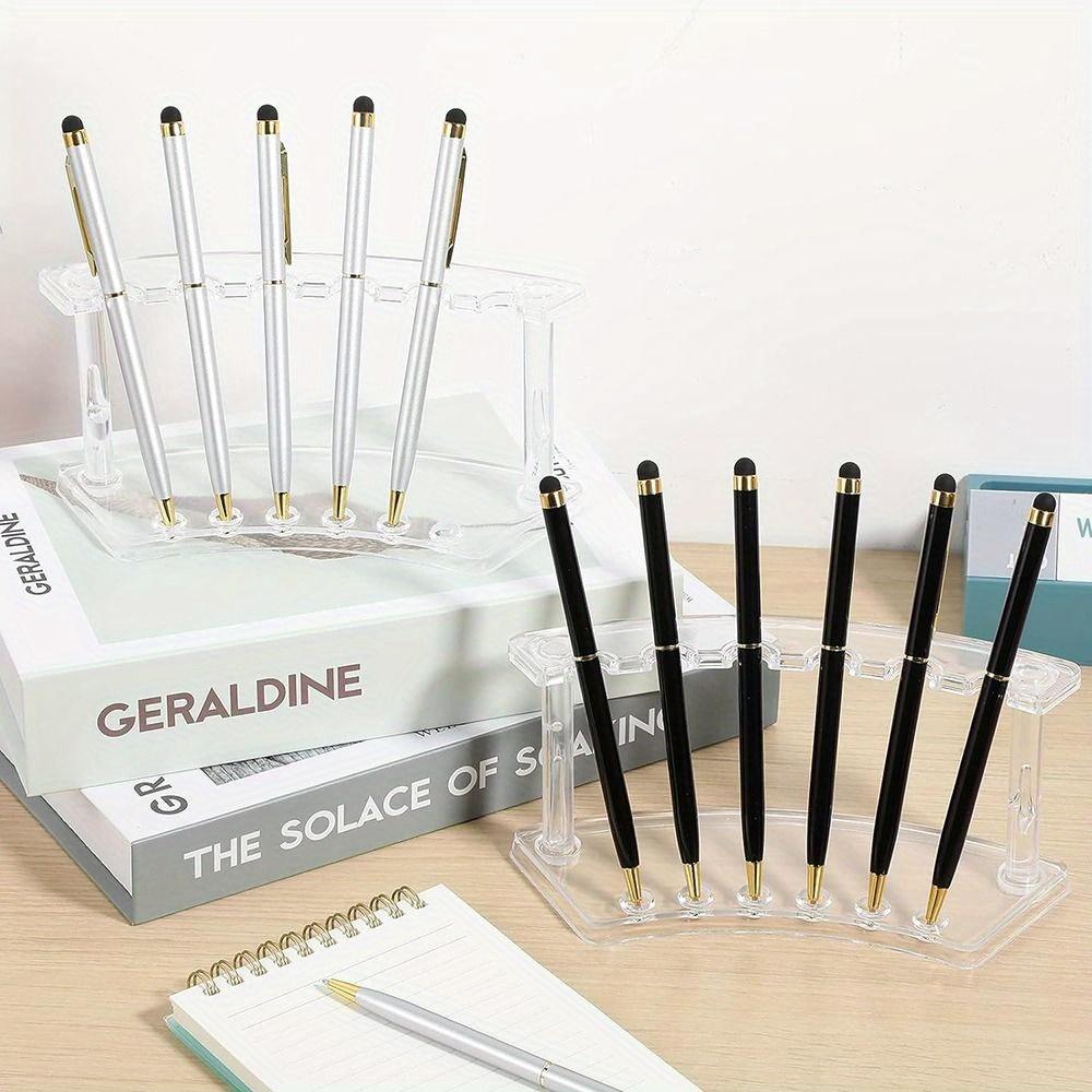 Vertical 6-Slots Pen Holder Plastic Pen Display Stand Minimalist Style Eyebrow Pen Stand Makeup Brush Rack Organizer