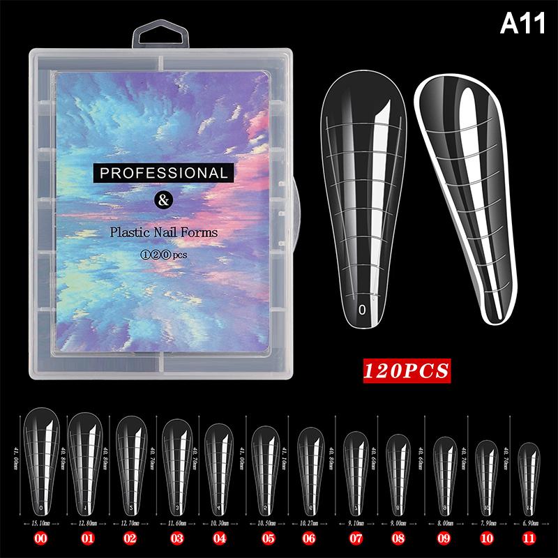 120 Pcs/Set Clear Dual Forms False Nails Full Cover Quick Building Gel Mold Tips Nail Extension Molds Upper Forms For Nails Tips