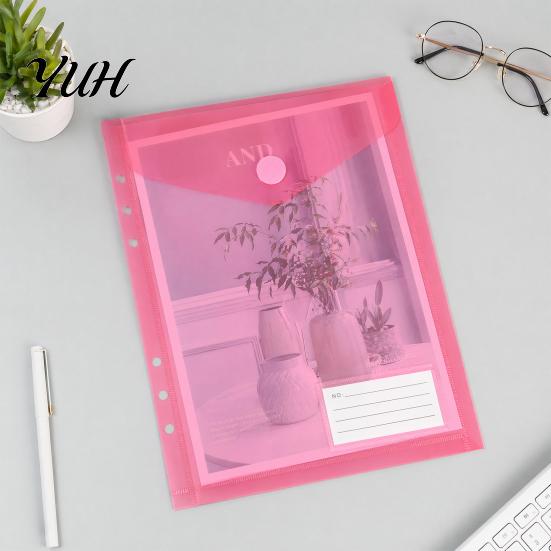 Dustproof Document Holder Clear Poly Envelope Binders Pocket Insert with Hook And Loop Closure, Plastic Project Organizer Documents File Folders Label