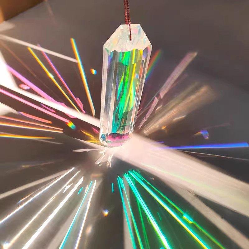 Crystal Prism Rainbow Maker Hanging Suncatcher Bright Color Artificial Decor for Outdoor Garden Yard Ornament
