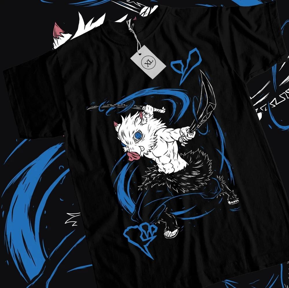 Anime Kimetsu No Yaiba Inosuke Beast Breathing Black TShirt Gift For Friends S