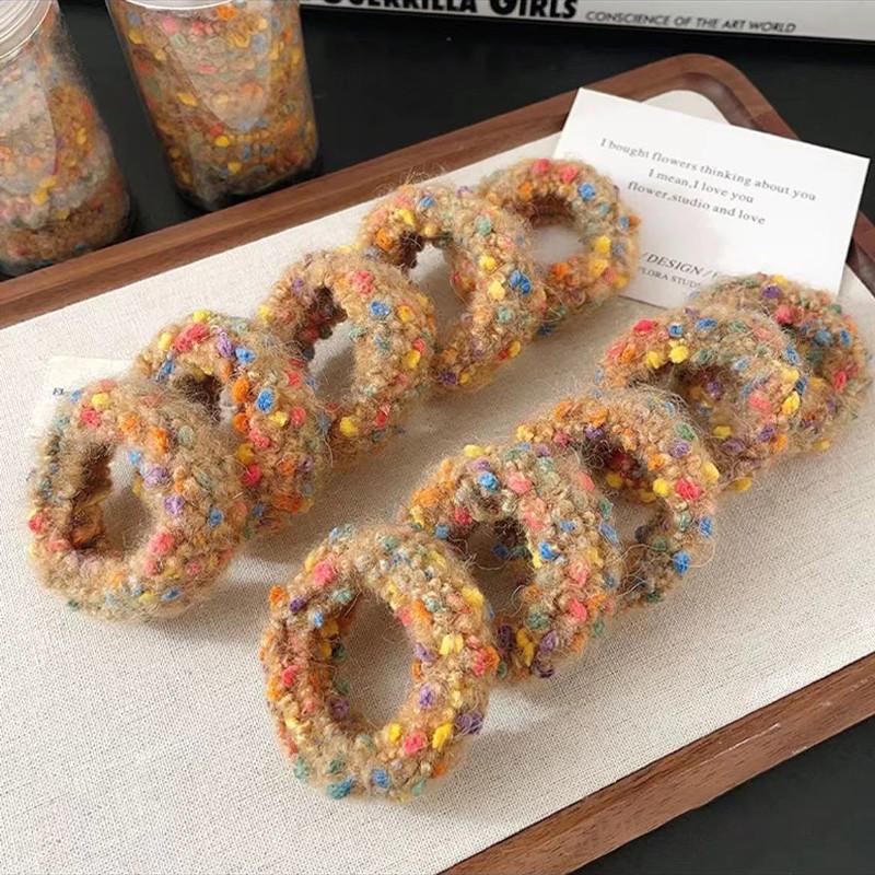 10pcs/canned Multicolor Plush Hair Rope for Women High Elastic Hair Rope Fashion  Girl Does Not Damage Hair Hair Ties