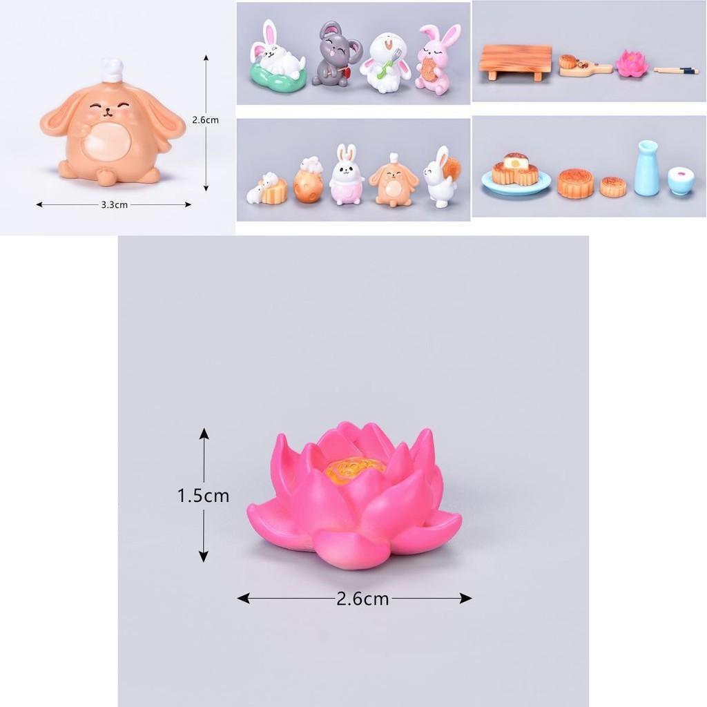 Delightful Mid-autumn Festival Series Resin Rabbit Eat Mooncake Micro Landscape Decoration