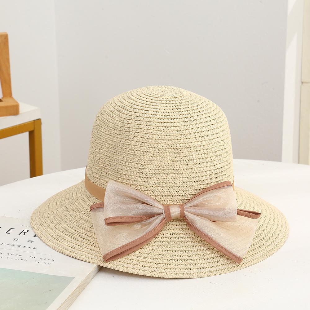 

Summer Straw Hat Big Wide Brim Foldable Beach Sun Hat Straw Floppy Sun Block UV Protection Hat Ladies Outdoor Travel Straw Cap 54-59cm бежевий