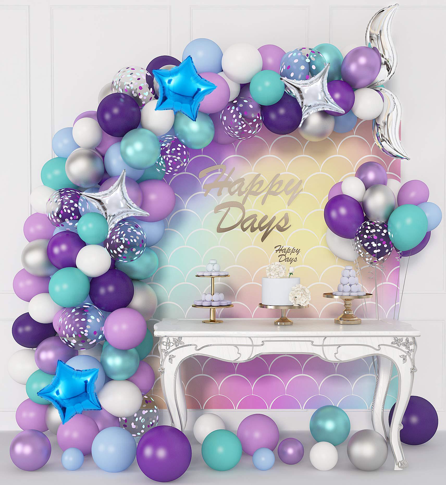 

121 шт., тематические воздушные шары с русалкой, набор арок-гирлянд, розовые, фиолетовые, синие латексные шары, свадебный душ, украшения для вечеринки в честь дня рождения для девочек