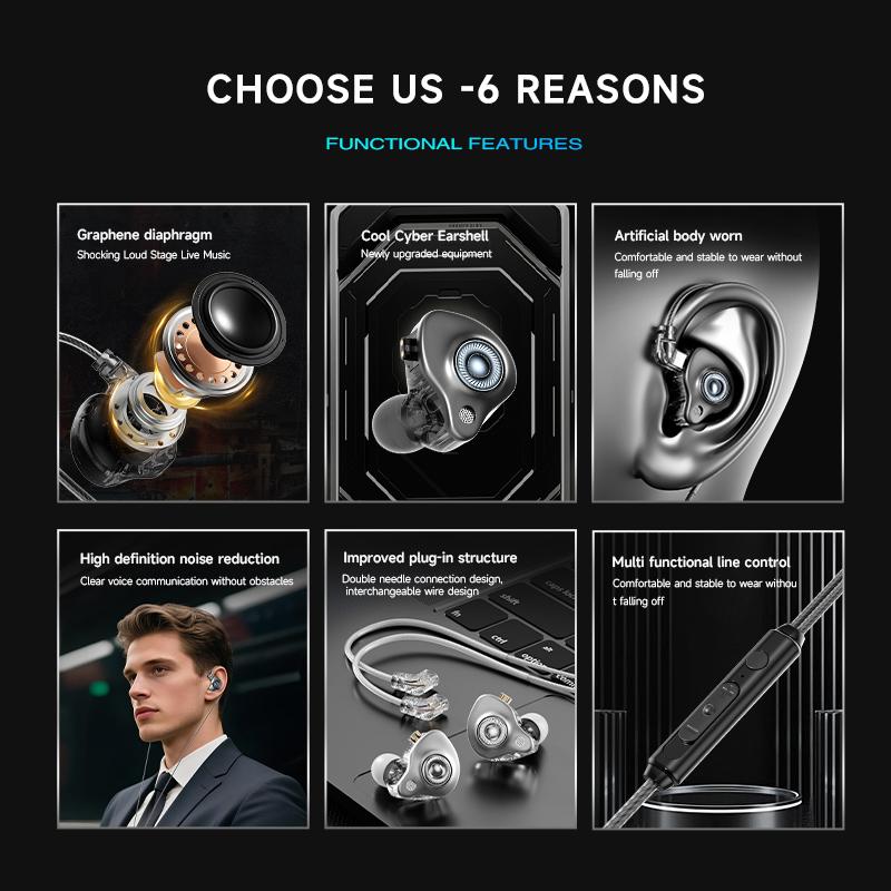 Digitale Chip Kabelgebundene Kopfhörer 3,5 mm AUX/Typ C HIFI In-Ear Einsteckbare Headsets Mit Mikrofon Für Samsung Huawei Xiaomi OPPO iPad PC PS4 PS5 PC