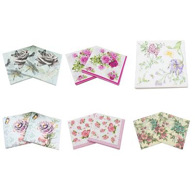 20 servilletas de papel desechables con diseño de flores para decoración de bodas y fiestas, de alta calidad, con estampado de alimentos rallados, 33 x 33 cm.