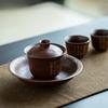 Wabi Sabi Style Hammer Patterned Ancient Pottery Gaiwan Antique Tea Tureen Tea Bowl With Lid Kit Tea Brewing Cover Bowl Cafes