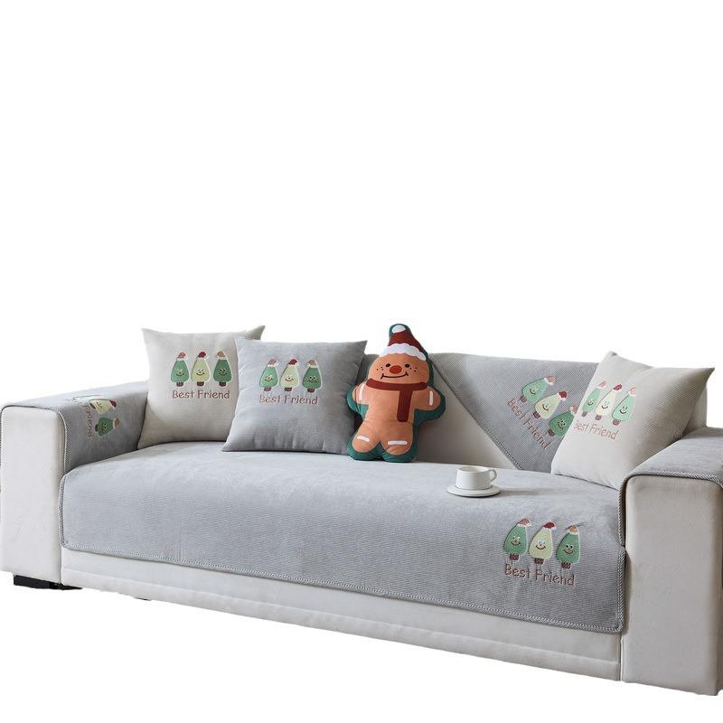 Suitable For All Seasons Non-slip Christmas Tree Sofa Cushion Couch Sofa Covers Chenille Slipcover Funda Mat Housses De Canape
