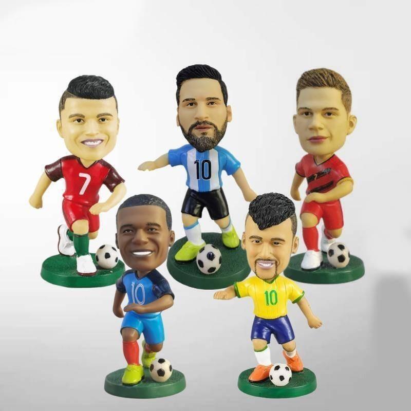 12cm Soccer Star Bobblehead Resin Figurine Perfect For Car And Home Decor**