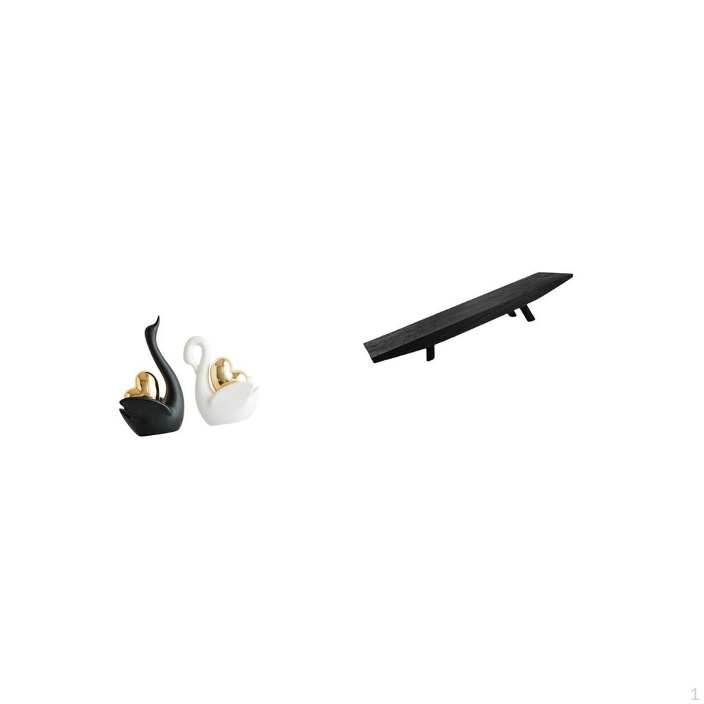 Elegant Swan Couple Figurines with Wooden Storage Tray Multi Use Decorative Art Crafts for Home