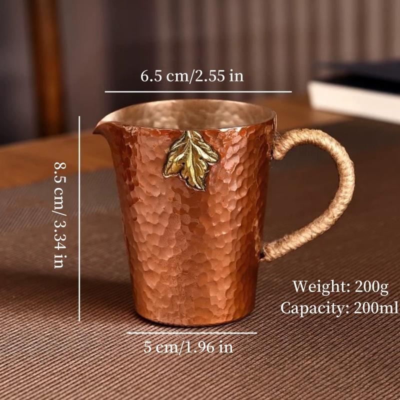 Vintage Pure Copper Moscow Mule Mug Engraved Flower Durable Coppery Beer 200ml Mugs Coffee Mug Milk Cup Weave Handle Drinkware