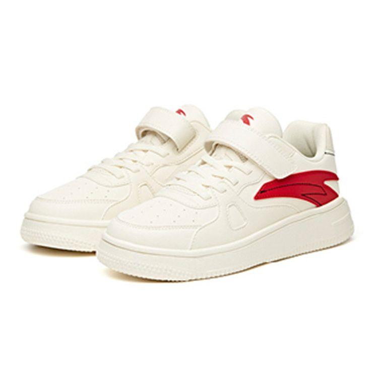 Anta Kids Velcro Non-Slip Shock Absorbing Durable Low-Top Skate Shoes Kids Sneakers Off-White Red A332118000-1