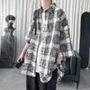 2025 Summer Men Korean Striped Plaid Print Shirts Men Fashion Harajuku Casual Oversized Shirt Men Streetwear Clothing
