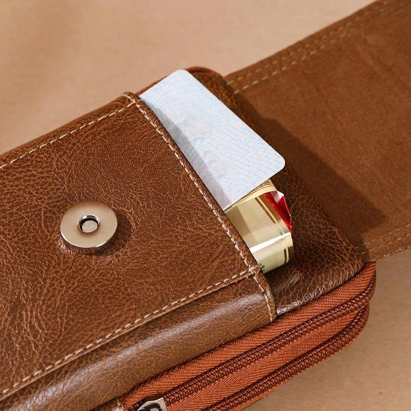 Pu Leather Crossbody Bag Versatile Style Simple Design Waist Bag Multiple Pockets Leather Case Messenger Bag Outdoor Work