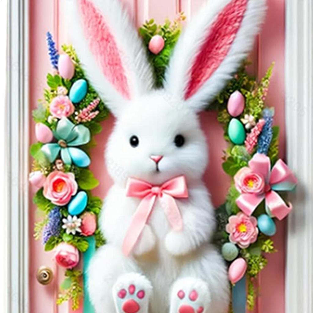 Easter Bunny Egg Door Cover Cute Happy Spring Home Decor Easter Door Decorations for Thanksgiving Birthday Party Offices Home