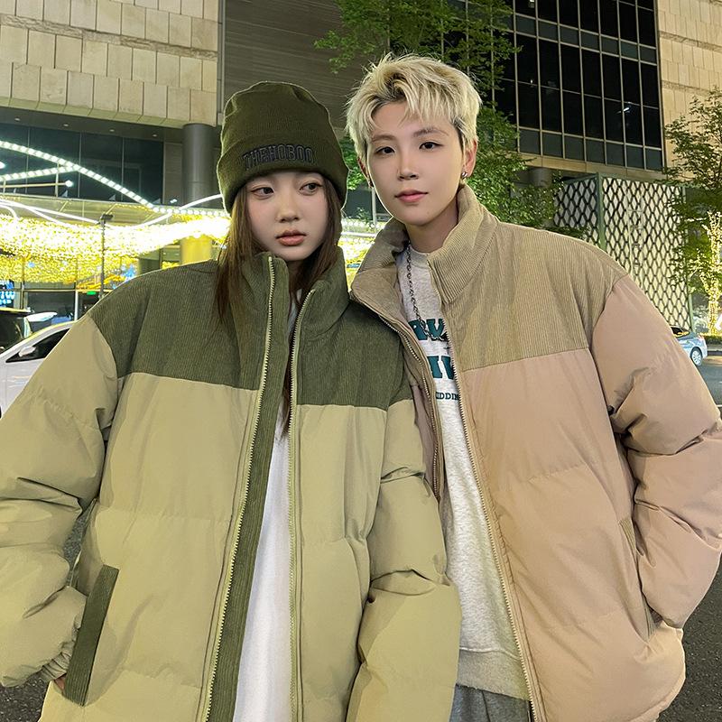 Winter Tide Cotton Padded Men's Version Thick Warm Coat Men's Women's Casual Windproof Stand Collar Co