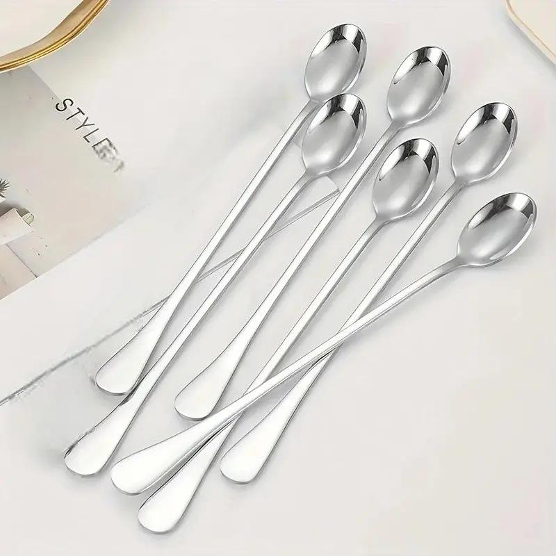 Stainless Steel Long Handle Mixing Spoon for Coffee, Desserts, Condiments, Iced Tea, Ice Cream, and Smoothies