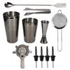 11-teiliges/Set Multifunktions-Cocktailshaker-Werkzeugset aus Edelstahl Bar Barkeeper Zubehör Schwarz