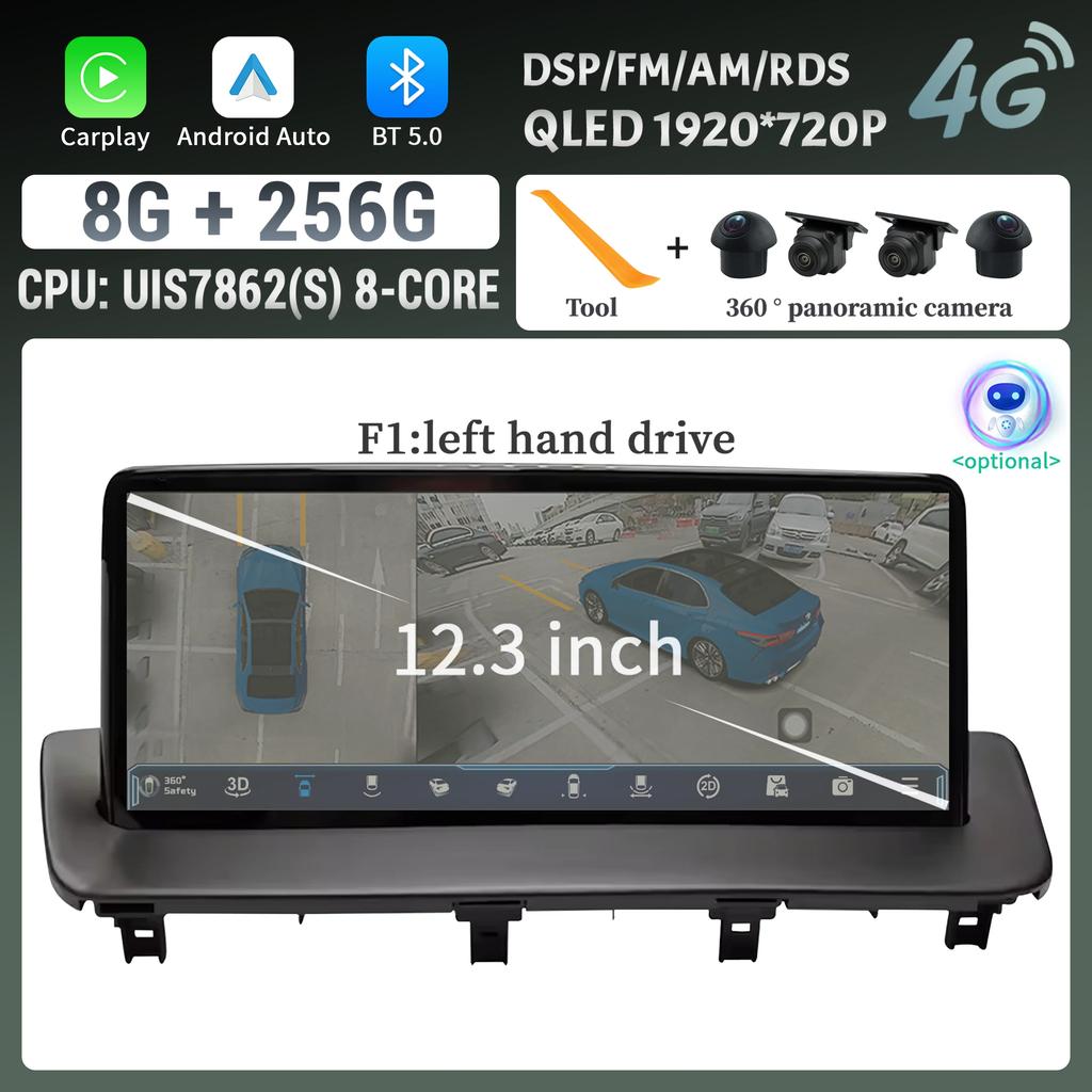 12.3" For MAZDA CX-9 2016-2021 Car Radio Multimedia Video Player Screen Navigation GPS BT Android CarPlay Touch Screen  Stereo