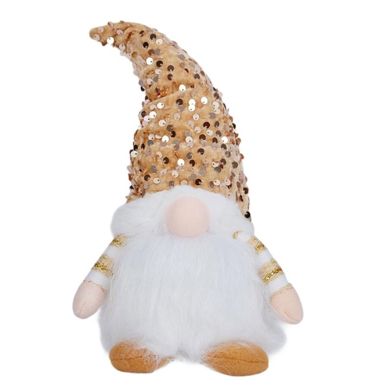 

Holiday Plush Rudolph Decoration Storage Friendly Christmas Dwarf Doll with Light Fabric Home Office Festival Accent золотий