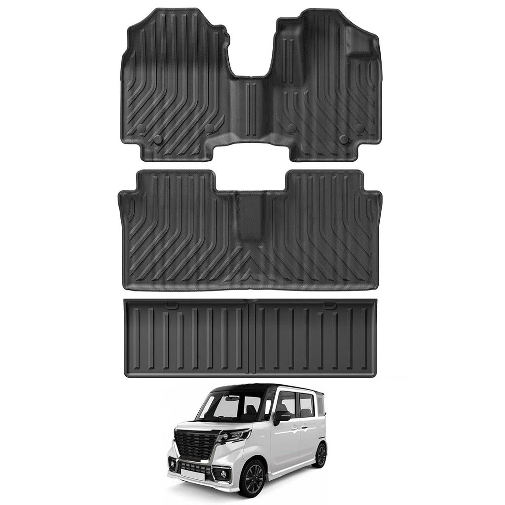 LUCKEASY 3D Floor Mats for Suzuki New Custom Custom November 2023 3D Cargo Second Floor TPE Custom Interior Protective Set Spacia/Spacia MK54S/MK94S