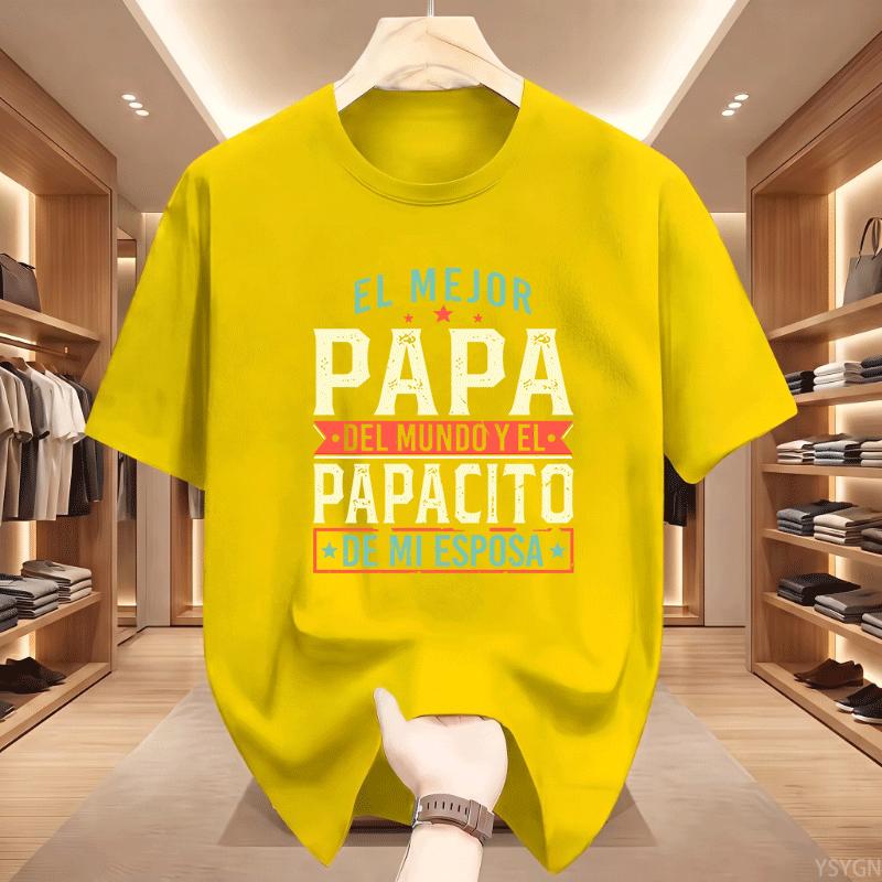 The Best Dad In the World T-shirt Gift for Dad T-Shirt Spanish Father's Day Tees Crewneck Short Sleeve Printed Tees Clothing