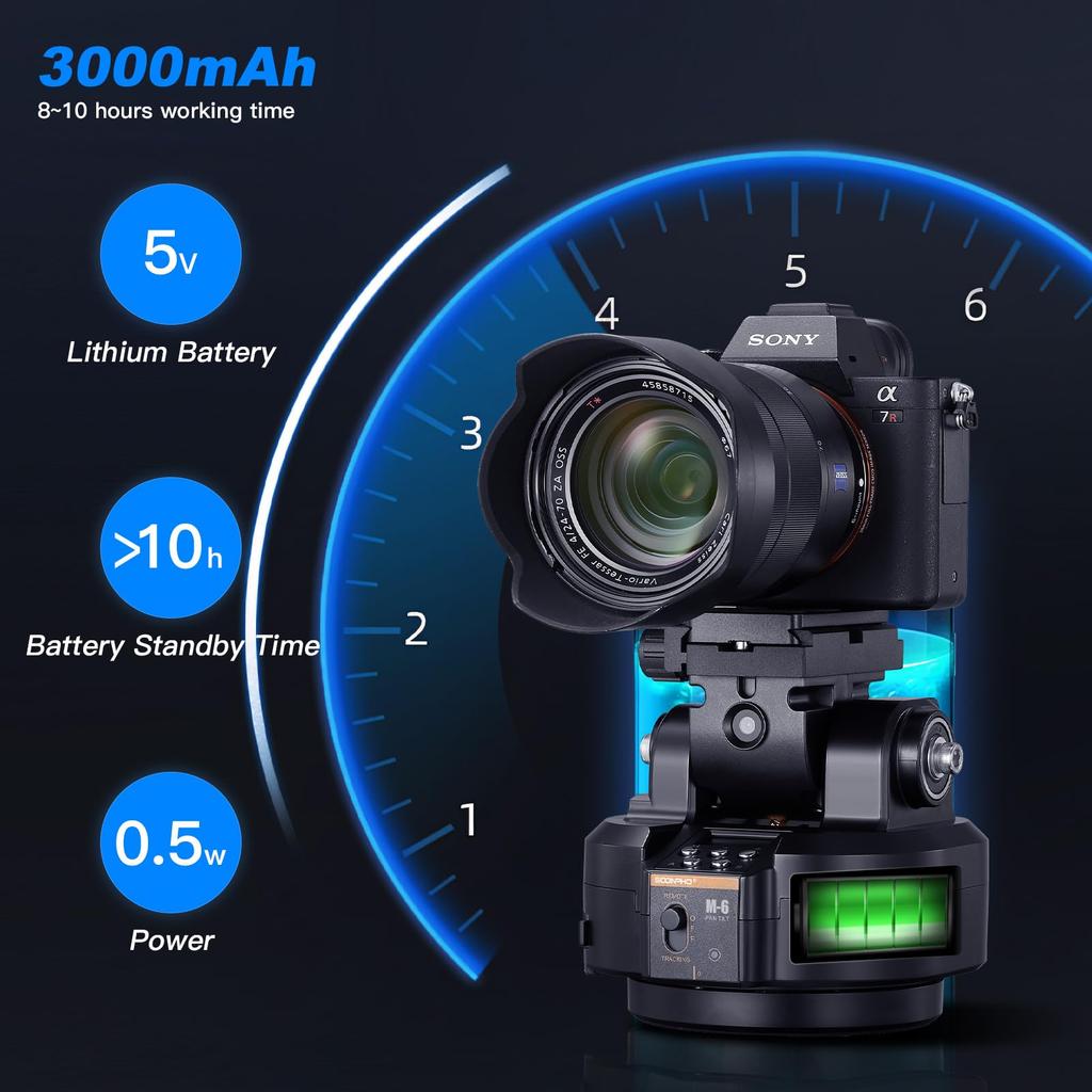 SOONPHO M6 Motorized Tripod Head with AI Auto 2kg Load Easy Long Battery Smartphone Camera Japanese Live Video Recording Tracking, 360° Rotation,