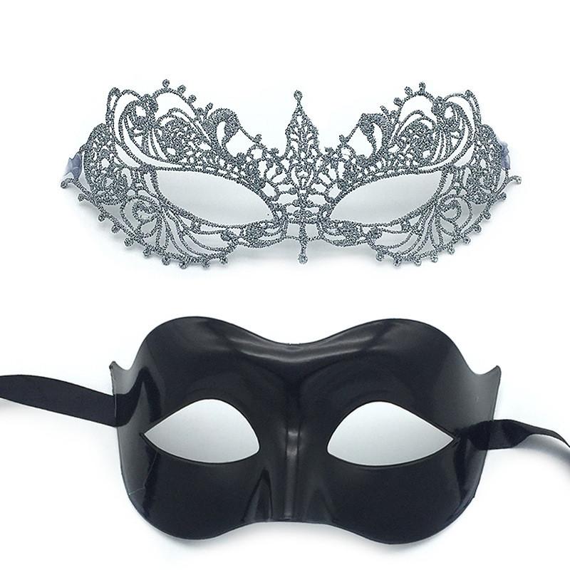 Silver Thread Half Face Mask With Eye Cover For Cosplay And Party Use