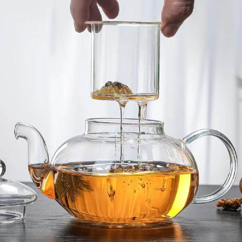 400ml/1000ml Filterable Heat-resistant Thickened Glass Teapot High Borosilicate Glass Flower Tea Pot Heatable Glass Tea Set
