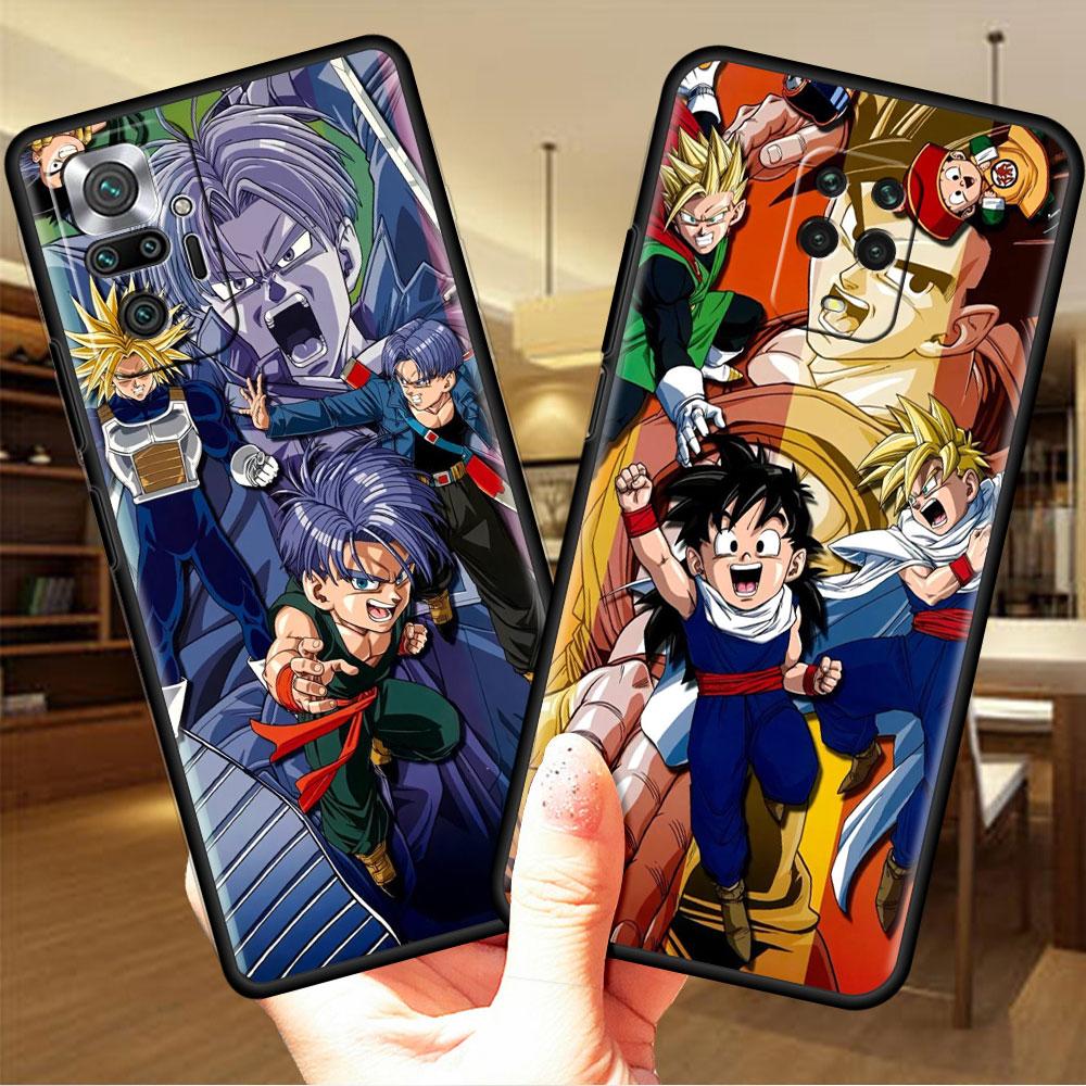 Luxury Black Phone Case For Xiaomi Redmi Note 11 10 9 8 7 Pro 9S 9A 9C 10s 8T K40 10C 10S Funda Cover Beerus Dragons Anime