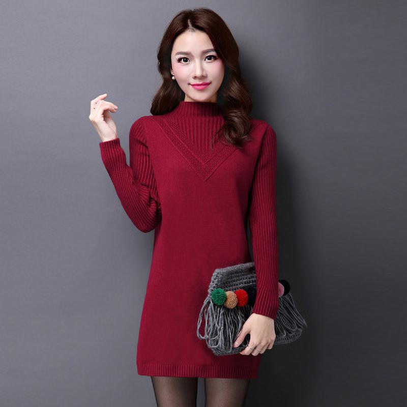 xWomen's Jumper Medium Long Thick Knit Pullover Bottoming Sweaters Pulls