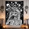 Schwarz Weiß Schädelauge Wandteppich Gothic Horror Wandbehang für Schlafzimmer Wohnzimmer Studentenwohnheim Ästhetischer Raumhintergrund