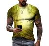 Fashion Casual 3d Printed Nature Landscape Pattern Summer Men Interesting Trend Plus Size Street Personality Harajuku Loose Top